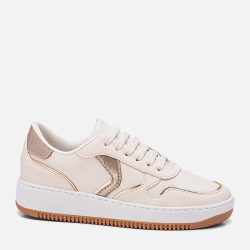 Tênis Sola Caixa Brilho Metalizado Feminino Milano Off White/ouro 13462