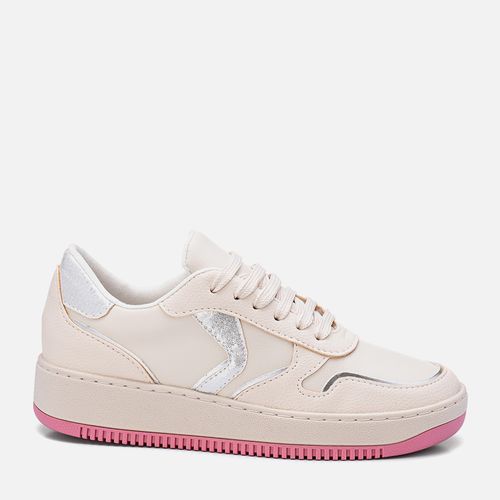 Tênis Sola Caixa Brilho Metalizado Feminino Milano Off White/prata 13462