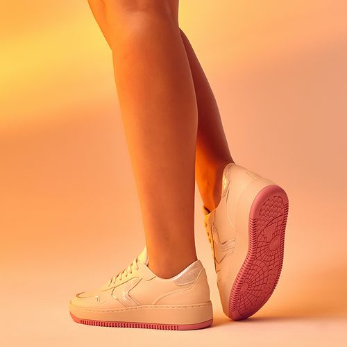 Tênis Sola Caixa Brilho Metalizado Feminino Milano Off White/prata 13462