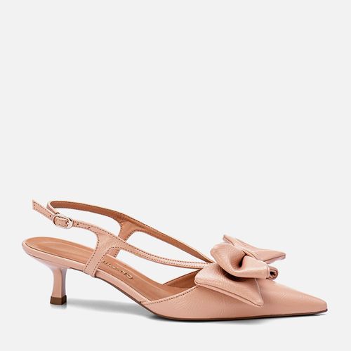 Scarpin Aberto Kitten Heel Slingback Laço Feminino Milano Rose 13478