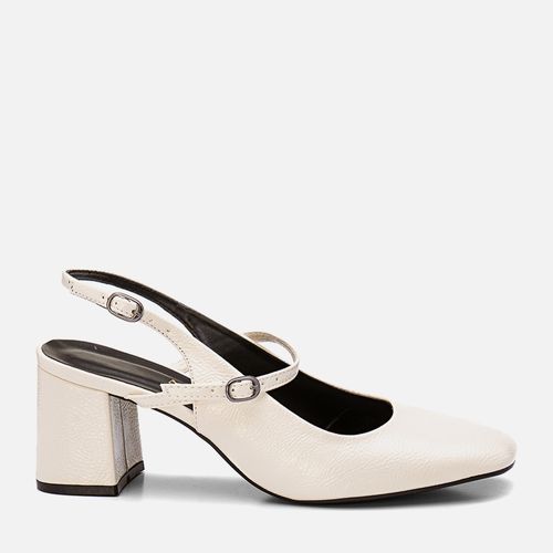 Scarpin Aberto Mary Jane Slingback Boneca Fivela Feminino Milano Off White 13480