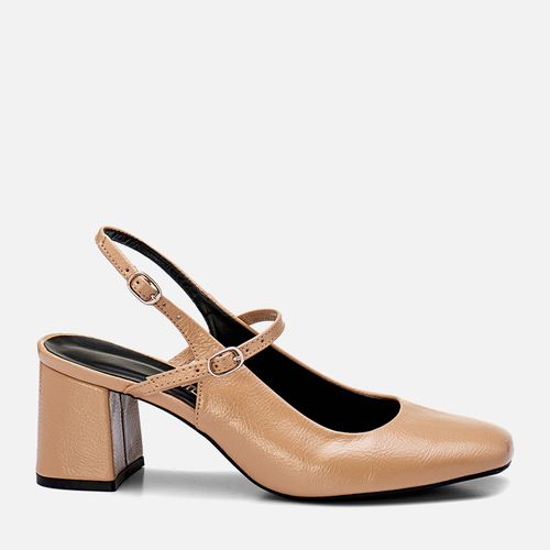 Scarpin Aberto Mary Jane Slingback Boneca Fivela Feminino Milano Light Tan 13480