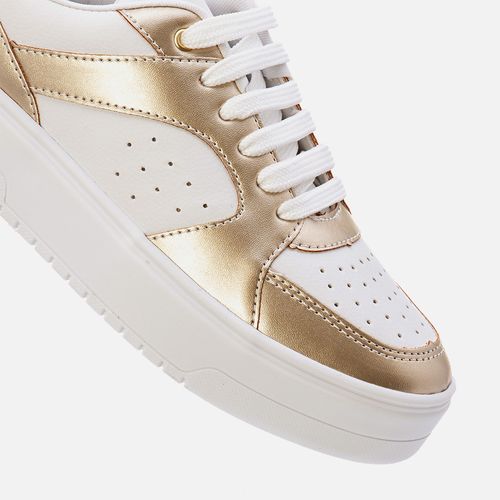 Tênis Feminino Milano Branco/ouro 13497