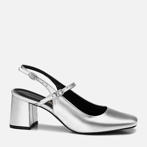 Scarpin Aberto Mary Jane Slingback Boneca Fivela Feminino Milano Prata 13480
