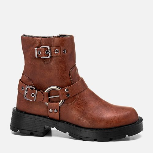 Bota Biker Cano Médio Tratorado Fivela Feminino Milano Caramelo 13468