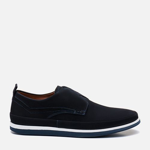 Sapato Casual tipo Derby com Amarração Feito em Couro Nobuk Sued Solado Borracha Natural Forrado em Couro Anatômico Masculino Milano Marinho 13394