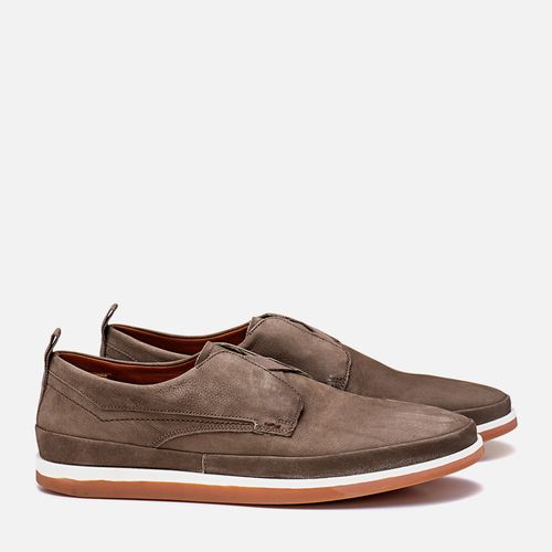 Sapato Casual tipo Derby com Amarração Feito em Couro Nobuk Sued Solado em Borracha Natural Forrado em Couro Anatômico Masculino Milano Grey 13394