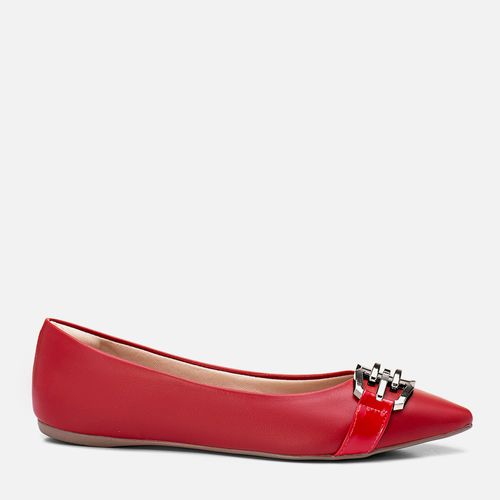 Sapatilha Fechada Metal Fivela Bolha Conforto Milano Scarlet 13286