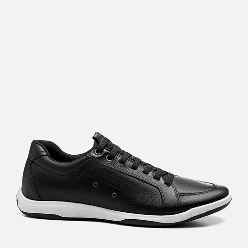 Sapatênis Linha Elevel Aumenta Altura Fique + Alto Sapato Elevação Até 4cm Feito em Couro Sem Amarração com Zíper Masculino Milano Preto 12628