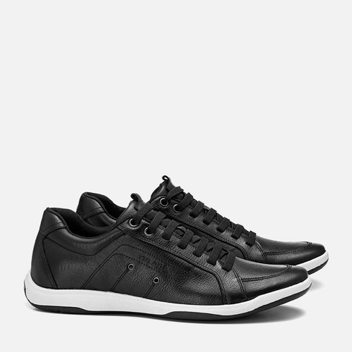 Sapatênis Linha Elevel Aumenta Altura Fique + Alto Sapato Elevação Até 4cm Feito em Couro Sem Amarração com Zíper Masculino Milano Preto 12628
