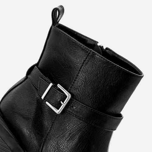 Bota Biker Boot Cano Médio Solado Médio Tratorado Fivela Feminino Milano Preto 13505
