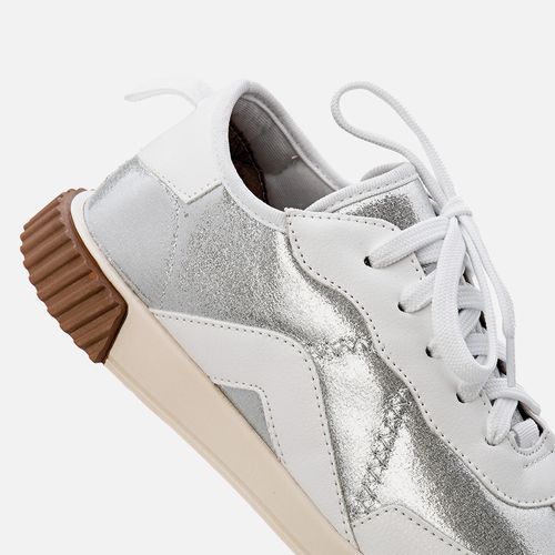Tênis Sola Bicolor Metalizado Feminino Milano Prata 13488