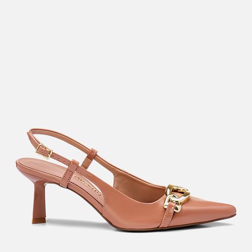 Scarpin kitten Heel Slingback Bico Fino Corrente Feminino Milano Rosado 13524
