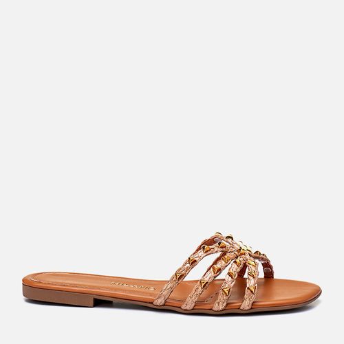 Sandália Rasteira Tiras com Tachas Triangulo Feminino Milano Amber 13537