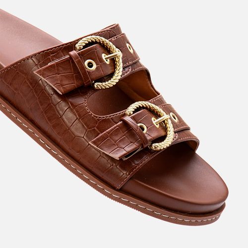 Sandália Papete Anatômica Fivela Croco Feminino Milano Tiramissu 13541
