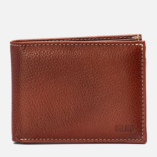 Carteira Feita em Couro Napa Soft 1 Porta Cédula Grande 4 Porta Cartão 1 Bolsa Zíper 1 Bolso Sem Zíper Masculinas Milano Tan/canela 13196
