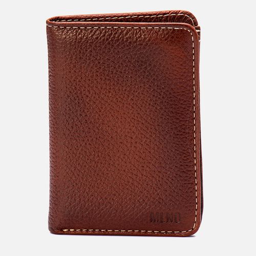 Carteira Feita em Couro Napa Soft 2 Porta Cartões 1 Porta Cédula 1 Bolso e 1 Porta Docuemento Tela Sem Zíper Masculinas Milano Tan/canela 13550