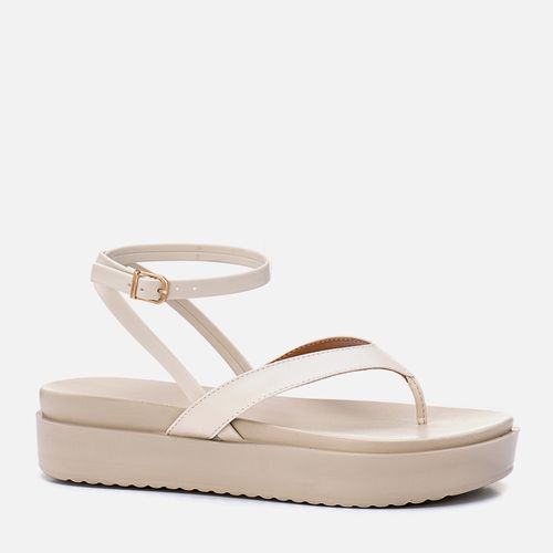 Sandália Papete Tipo Chinelo Sola Alta Feminino Milano Off White 13545