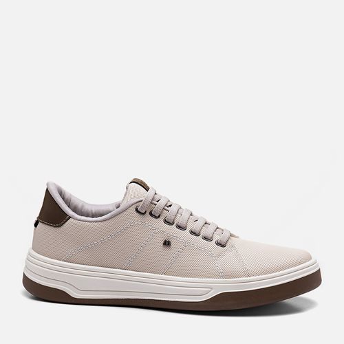 Sapatênis ou Tênis Casual Feito em Lona e Tecido com Sola Alta Bicolor Calce Prático Sem Amarração Elástico Metal M Masculino Milano Natural 13548
