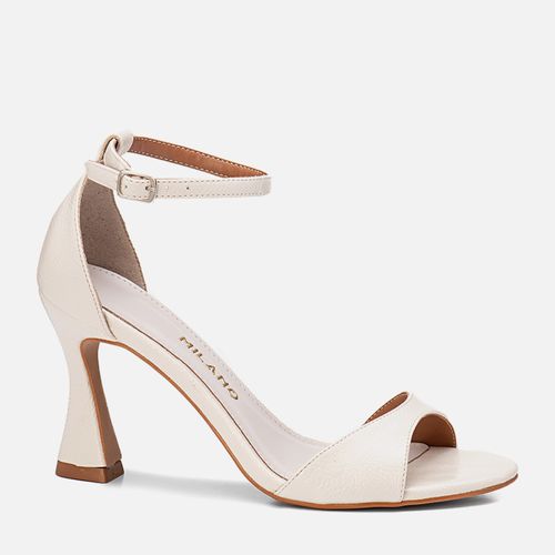 Sandália Salto Alto Taça Verniz Molhado Feminino Milano Off White 13443