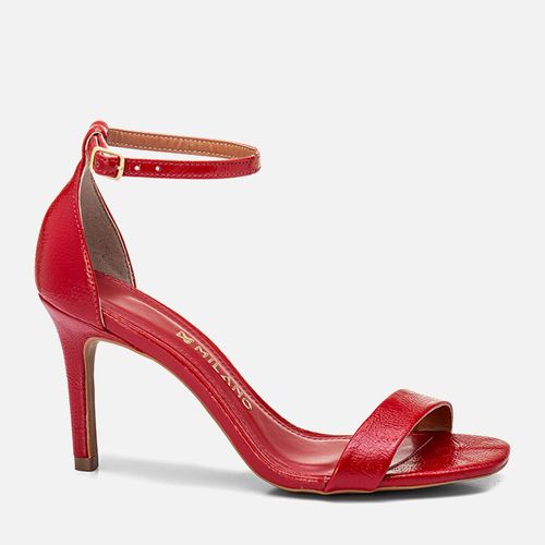 Sandália 2 Tiras Verniz Molhado Feminino Milano Scarlet 12958