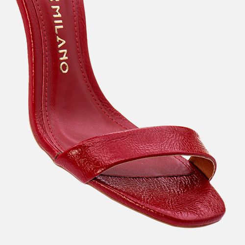 Sandália 2 Tiras Verniz Molhado Feminino Milano Scarlet 12958