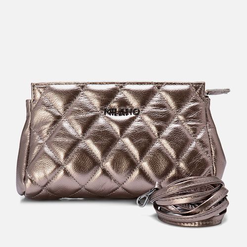 Bolsa Tiracolo, Transversal ou Carteira 2 em 1 Pequena Feita em Couro Feminina Milano Onix 13329