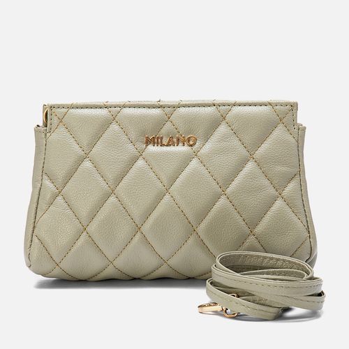 Bolsa Tiracolo, Transversal ou Carteira 2 em 1 Pequena Feita em Couro Feminina Milano Salvia 13329