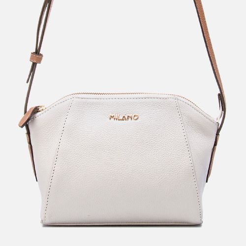Bolsa Tiracolo ou Transversal Pequena Feita em Couro Milano Off White/palenut 13322