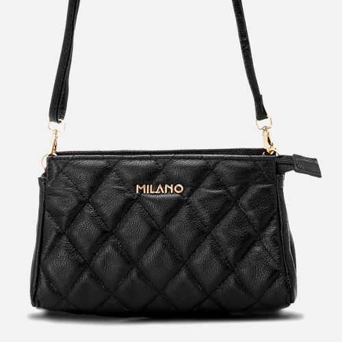 Bolsa Tiracolo, Transversal ou Carteira 2 em 1 Pequena Feita em Couro Feminina Milano Preto 13329