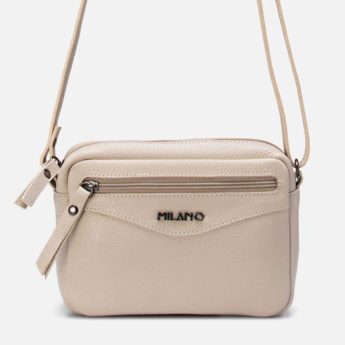 Bolsa Tiracolo ou Transversal Pequena Feita em Couro Bolso Externo e Alça Regulagem Feminina Milano Off White 13602