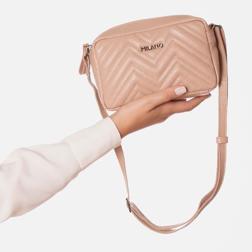 Bolsa Tiracolo Pequena Feita em Couro com Matelassê Feminina Milano Preto 13194