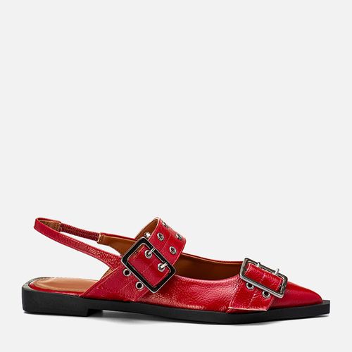 Sapatilha Slingback Bico Fino Tachas Rebites Fivela  Feminino Milano Scarlet 13605