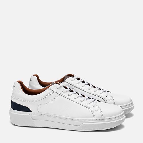 Sapatênis ou Tênis Casual Feito em Couro Napa Soft Macio Calce Prático em Elástico Sola Caixa Masculino Milano Branco/marinho/cinza 13623