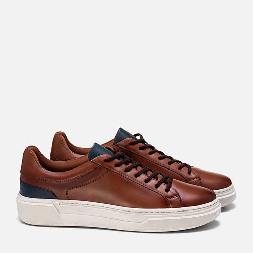 Sapatênis ou Tênis Casual Feito em Couro Napa Soft Macio Calce Prático em Elástico Sola Caixa Masculino Milano Havana/marinho/marinho 13623