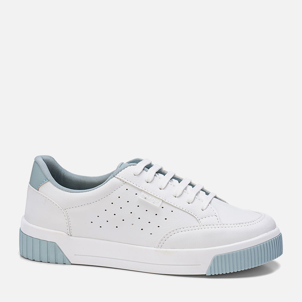 Tênis Branco Sola Caixa Média Bicolor Cano Acolchoado Conforto Feminino Milano Azul 13651 33