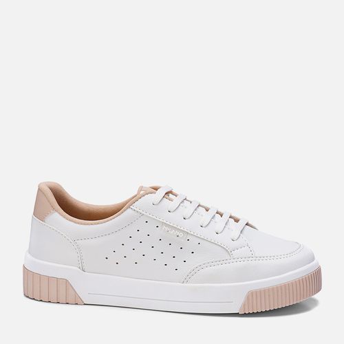 Tênis Branco Sola Caixa Média Bicolor Cano Acolchoado Conforto Feminino Milano Rosado 13651