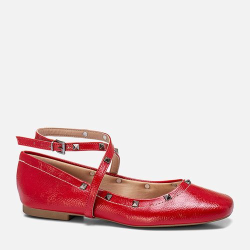 Sapatilha Mary Jane Tachas Spike Pirâmide Feminino Milano Red 13442