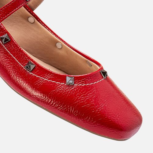 Sapatilha Mary Jane Tachas Spike Pirâmide Feminino Milano Red 13442