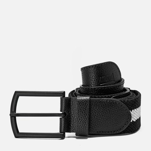 Cinto Masculino Feito em Elástico Adaptável Tamanho Único Tramado Bicolor Detalhes em Couro Fivela Metal Masculino Milano Preto/preto/cinza 13350