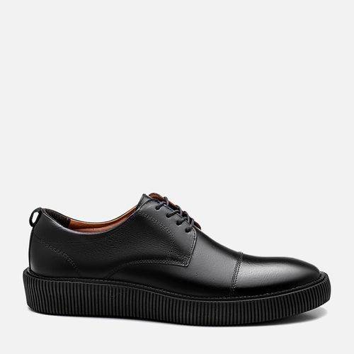 Sapato Casual Derby Esporte Fino com Amarração Feito em Couro Macio Napa Soft Sola Alta Masculino Milano Preto 13647