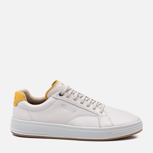 Sapatênis ou Tênis Casual Feito em Couro Napa Soft Macio Calce Prático em Elástico Sola Caixa Masculino Milano Gelo/amarelo 13668