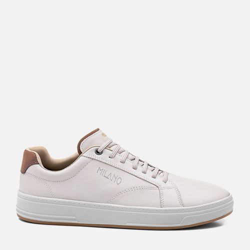 Sapatênis ou Tênis Casual Feito em Couro Napa Soft Macio Calce Prático em Elástico Sola Caixa Masculino Milano Gelo/avelã 13668