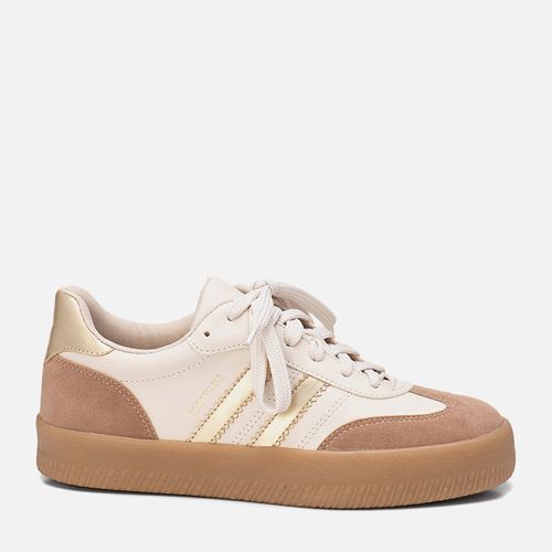 Tênis Sola Caixa Visual Esportivo Mix Materiais Metalizado Feminino Milano Dourado 13810