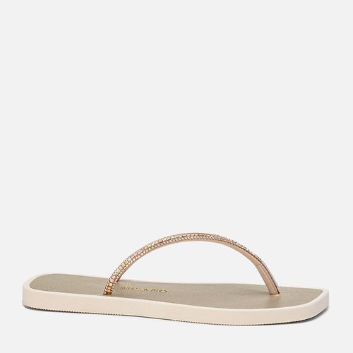 Sandália Chinelo Emborrachado de Dedo Aplicação Brilho Manta de Strass Pedrarias Feminino Milano Ouro Light 13748
