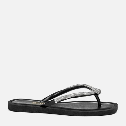 Sandália Chinelo de Dedo Brilho Manta de Strass Nozinho Feminino Milano Preto 13749