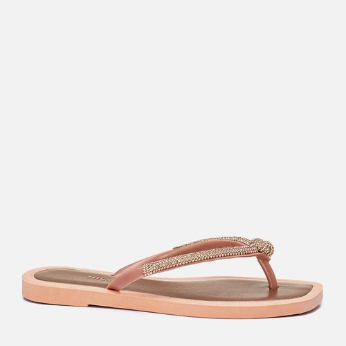 Sandália Chinelo de Dedo Brilho Manta de Strass Nozinho Feminino Milano Rosado 13749