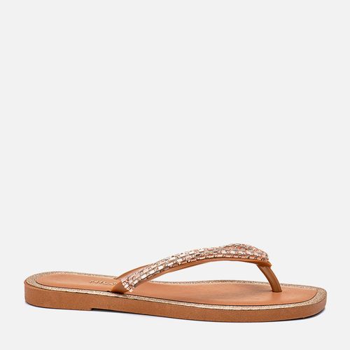 Sandália Chinelo de Dedo Mix de Pedrarias Strass e Glitter Feminino Milano Amber 13751