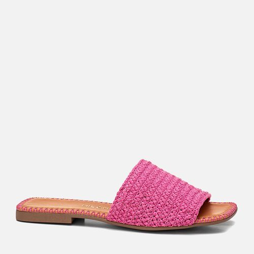 Sandália Rasteira Tira Slide Tramado Natural Costura Crochê Feminino Milano Pink 13791