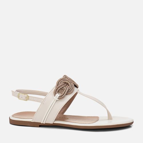 Sandália Rasteira de Dedo Brilho Manta de Strass Nozinho  Feminino Milano Off White 13769